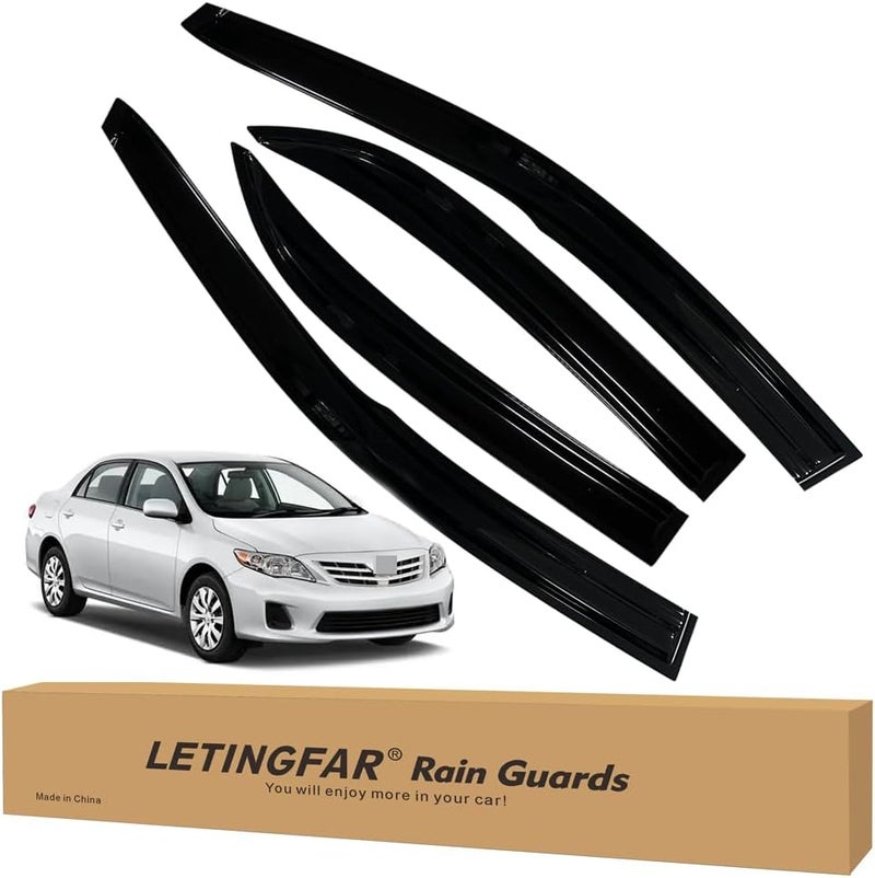 LETINGFAR حراس المطر اللاصقة لسيارة تويوتا كورولا 2009-2013، ملحقات تويوتا كورولا 2009-2013، واقيات النوافذ الجانبية - Image 1